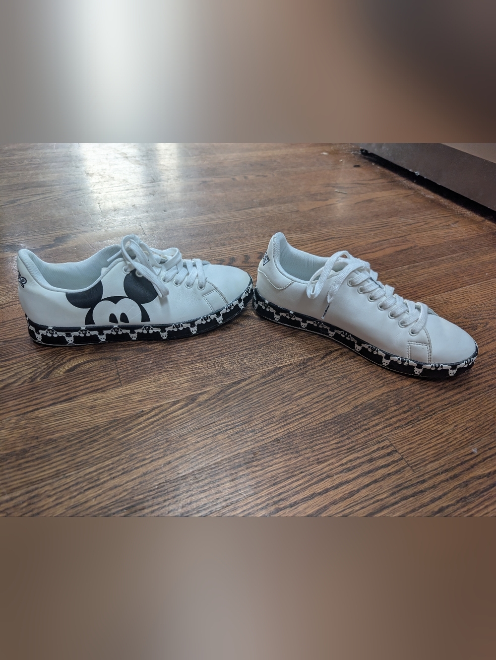 Desigual White Low-Top Lace-Up Sneakers with Mickey Mouse